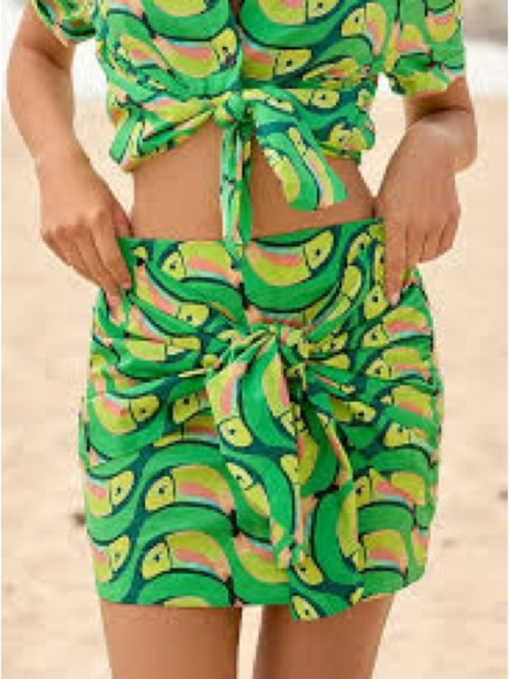 Farm Rio x Anthropologie Tucabacana Tie-Front Mini Skirt